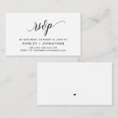 Moderne zwarte kalligrafie, bruiloft RSVP Informatiekaartje (Voorkant / Achterkant)