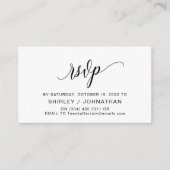 Moderne zwarte kalligrafie, bruiloft RSVP Informatiekaartje (Voorkant)