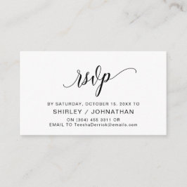 Moderne zwarte kalligrafie, bruiloft RSVP Informatiekaartje