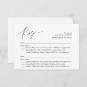 Moderne zwarte kalligrafie, bruiloft RSVP Informatiekaartje (Voorkant / Achterkant)