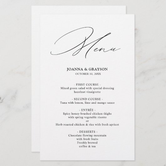 Moderne zwarte kalligrafie Eenvoudig minimalistisc (Voorkant / Achterkant)