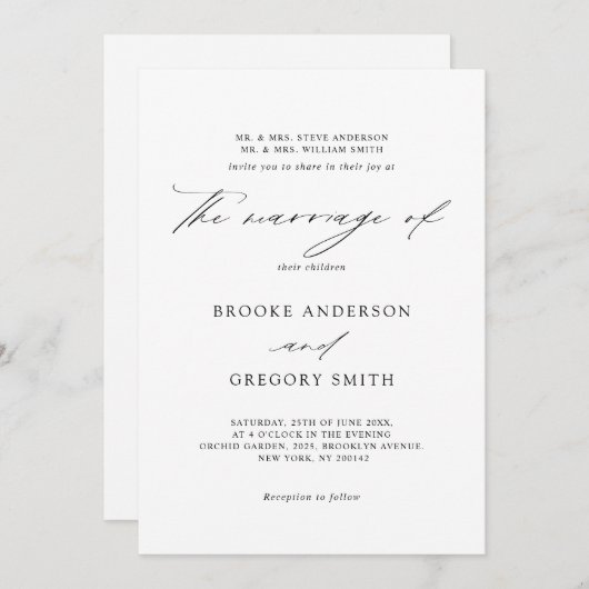 Moderne zwarte kalligrafie Eenvoudig minimalistisc Kaart (Voorkant / Achterkant)