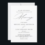 Moderne zwarte kalligrafie Eenvoudig minimalistisc Kaart<br><div class="desc">Zwarte kalligrafie trouwuitnodiging,  perfect voor een moderne romantische,  minimalistische bruiloft. Het ontwerp biedt een mooie en elegante typografie op een witte achtergrond met een schone en eenvoudige look. Neem contact met mij op voor hulp bij aanpassingen of als u een ander product nodig hebt met dit ontwerp.</div>