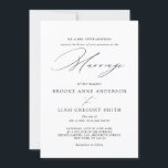 Moderne zwarte kalligrafie Eenvoudig minimalistisc Kaart<br><div class="desc">Zwarte kalligrafie trouwuitnodiging,  perfect voor een moderne romantische,  minimalistische bruiloft. Het ontwerp biedt een mooie en elegante typografie op een witte achtergrond met een schone en eenvoudige look. Neem contact met mij op voor hulp bij aanpassingen of als u een ander product nodig hebt met dit ontwerp.</div>