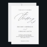 Moderne zwarte kalligrafie Eenvoudig minimalistisc Kaart<br><div class="desc">Zwarte kalligrafie trouwuitnodiging,  perfect voor een moderne romantische,  minimalistische bruiloft. Het ontwerp biedt een mooie en elegante typografie op een witte achtergrond met een schone en eenvoudige look. Neem contact met mij op voor hulp bij aanpassingen of als u een ander product nodig hebt met dit ontwerp.</div>