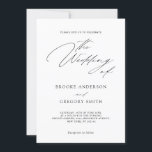 Moderne zwarte kalligrafie Eenvoudig minimalistisc Kaart<br><div class="desc">Zwarte kalligrafie trouwuitnodiging,  perfect voor een moderne romantische,  minimalistische bruiloft. Het ontwerp biedt een mooie en elegante typografie op een witte achtergrond met een schone en eenvoudige look. Neem contact met mij op voor hulp bij aanpassingen of als u een ander product nodig hebt met dit ontwerp.</div>