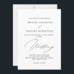 Moderne zwarte kalligrafie Eenvoudig minimalistisc Kaart<br><div class="desc">Zwarte kalligrafie trouwuitnodiging,  perfect voor een moderne romantische,  minimalistische bruiloft. Het ontwerp biedt een mooie en elegante typografie op een witte achtergrond met een schone en eenvoudige look. Neem contact met mij op voor hulp bij aanpassingen of als u een ander product nodig hebt met dit ontwerp.</div>