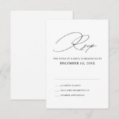 Moderne zwarte kalligrafie Eenvoudig minimalistisc RSVP Kaartje (Voorkant / Achterkant)