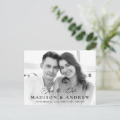 Moderne zwarte kalligrafie Foto opslaan Datum Aankondigingskaart (Staand voorkant)