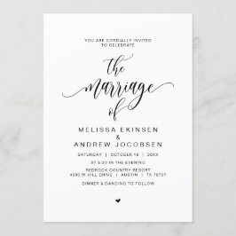 Moderne zwarte kalligrafie, huwelijk kaart