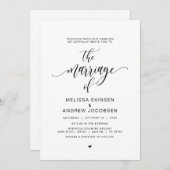 Moderne zwarte kalligrafie, huwelijk kaart (Voorkant / Achterkant)
