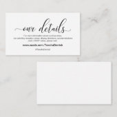 Moderne zwarte kalligrafie, onze details verbreken informatiekaartje (Voorkant / Achterkant)