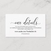 Moderne zwarte kalligrafie, onze details verbreken informatiekaartje (Voorkant)