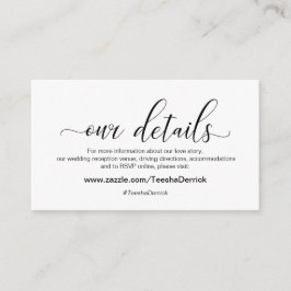 Moderne zwarte kalligrafie, onze details verbreken informatiekaartje