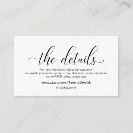 Moderne zwarte kalligrafie, onze details, website informatiekaartje