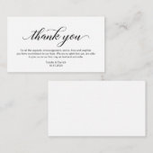 Moderne zwarte kalligrafie Weddenschap Bedankt Informatiekaartje (Voorkant / Achterkant)