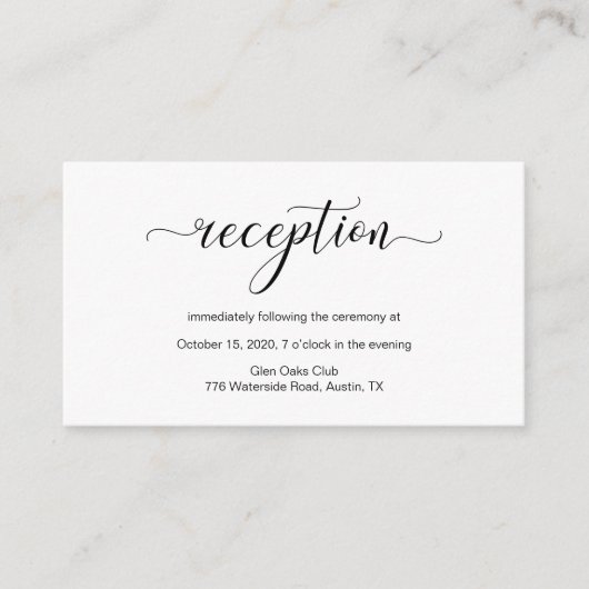 Moderne zwarte kalligrafie, weddenschappen informatiekaartje (Voorkant)