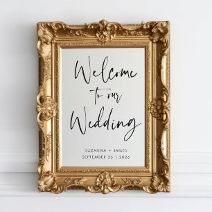 Moderne zwarte kalligrafie Welkomstwoord Raamsticker