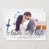 Moderne zwarte kalligrafiescript Typografie Save The Date (Voorkant)