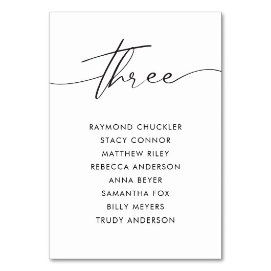 Moderne zwarte kalligrafietabel drie kaart (Voorkant)