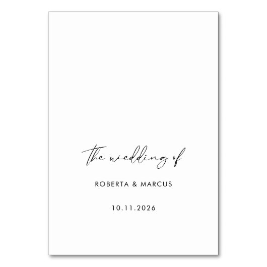 Moderne zwarte kalligrafietabel One Kaart (Achterkant)