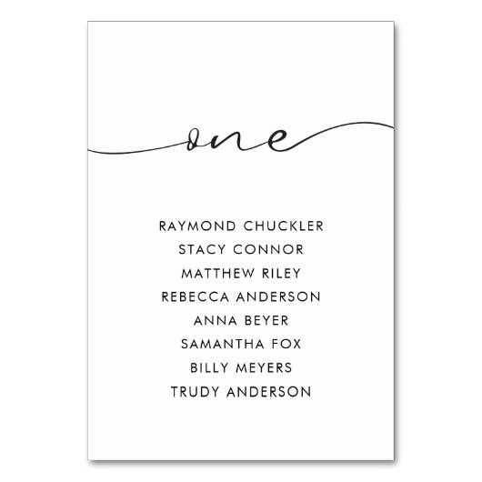 Moderne zwarte kalligrafietabel One Kaart (Voorkant)