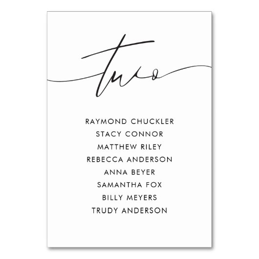 Moderne zwarte kalligrafietabel Twee Kaart (Voorkant)