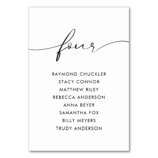 Moderne zwarte kalligrafietabel vier kaart (Voorkant)