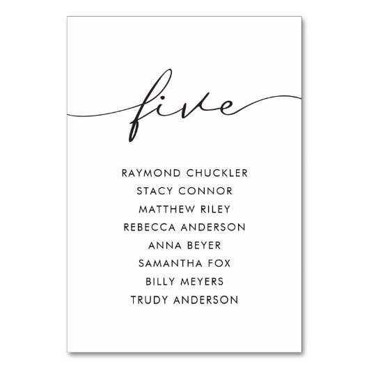 Moderne zwarte kalligrafietabel Vijf Kaart (Voorkant)