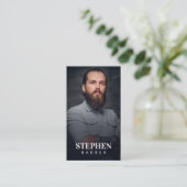 Moderne zwarte kapperszaak kapster kapster stylist visitekaartje (Staand voorkant)