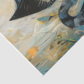 Moderne Zwarte Kat -Decoupage- Tissuepapier (Detail)