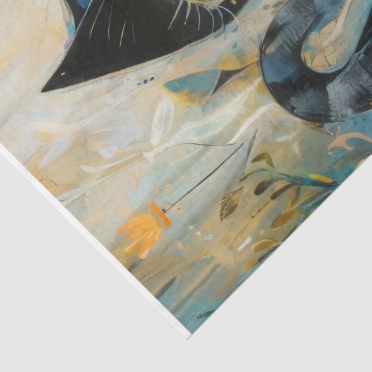 Moderne Zwarte Kat -Decoupage- Tissuepapier (Detail)