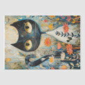 Moderne Zwarte Kat -Decoupage- Tissuepapier (Voorkant)