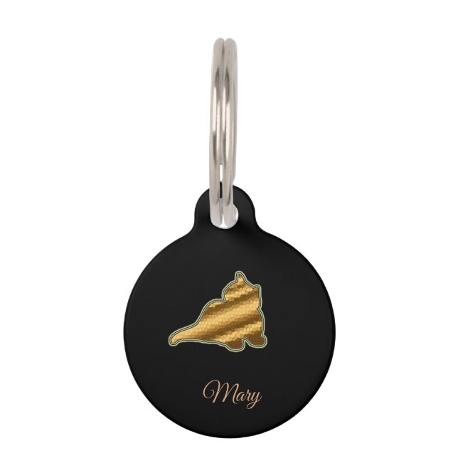 Moderne zwarte kat huisdierpenning (Voorkant)