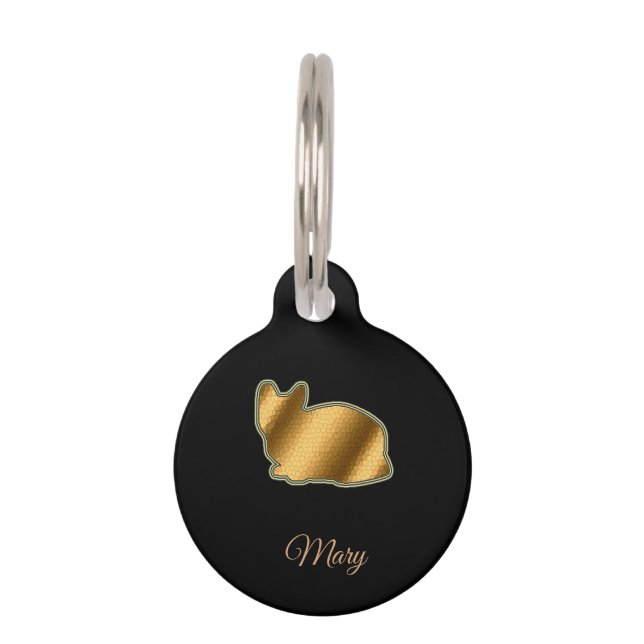 Moderne zwarte kat huisdierpenning (Voorkant)