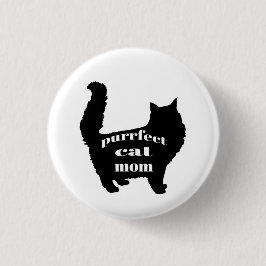 Moderne zwarte kat moeder ronde button 3,2 cm