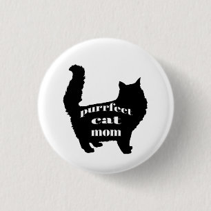 Moderne zwarte kat moeder ronde button 3,2 cm