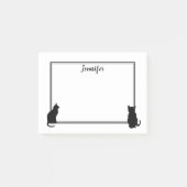 Moderne zwarte kat silhouettes wit gepersonaliseer post-it® notes (Voorkant)