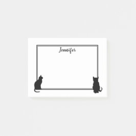 Moderne zwarte kat silhouettes wit gepersonaliseer post-it® notes