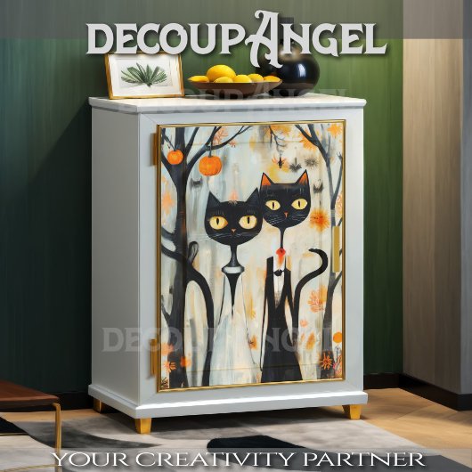 Moderne zwarte katten bruiloft tissuepapier