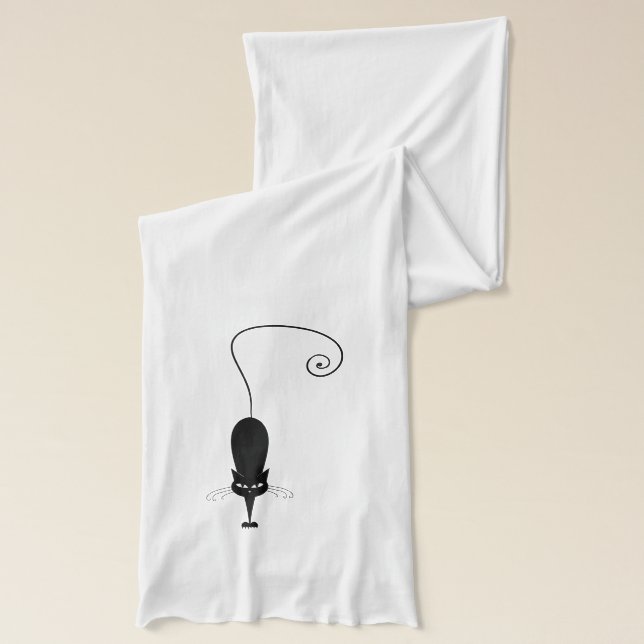 Moderne zwarte katten- en schilderafdrukken sjaal  (Links)