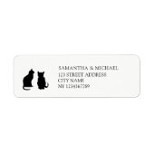 Moderne zwarte katten silhouettes retouradres etiket (Voorkant)