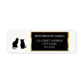 Moderne zwarte katten silhouettes retouradres etiket (Voorkant)