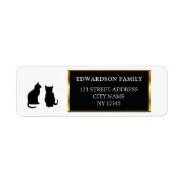 Moderne zwarte katten silhouettes retouradres etiket