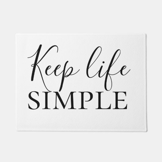 Moderne zwarte Keep Life Simple Quote Deurmat (Voorkant)