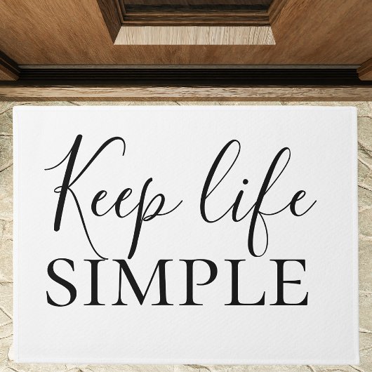 Moderne zwarte Keep Life Simple Quote Deurmat