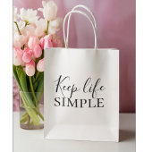 Moderne zwarte Keep Life Simple Quote Groot Cadeauzakje