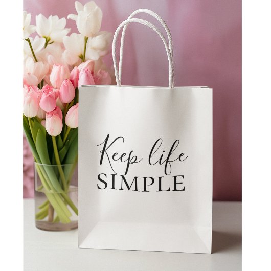 Moderne zwarte Keep Life Simple Quote Groot Cadeauzakje
