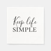 Moderne zwarte Keep Life Simple Quote Servet (Voorkant)