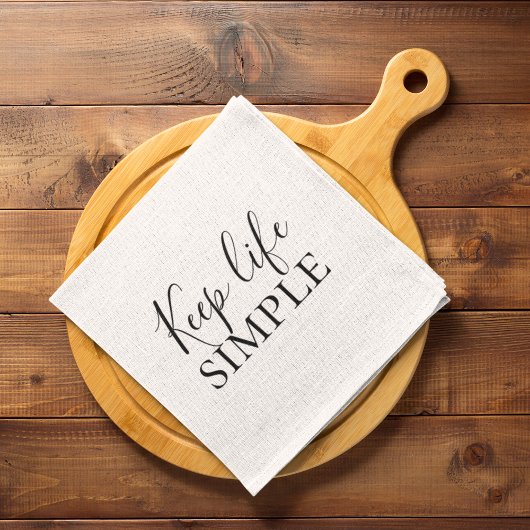 Moderne zwarte Keep Life Simple Quote Theedoek